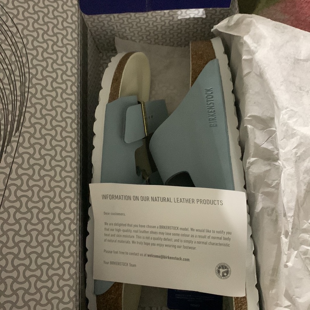 Brand new Birkenstocks with box. made with leather. Never worn. - Picture 4 of 4
